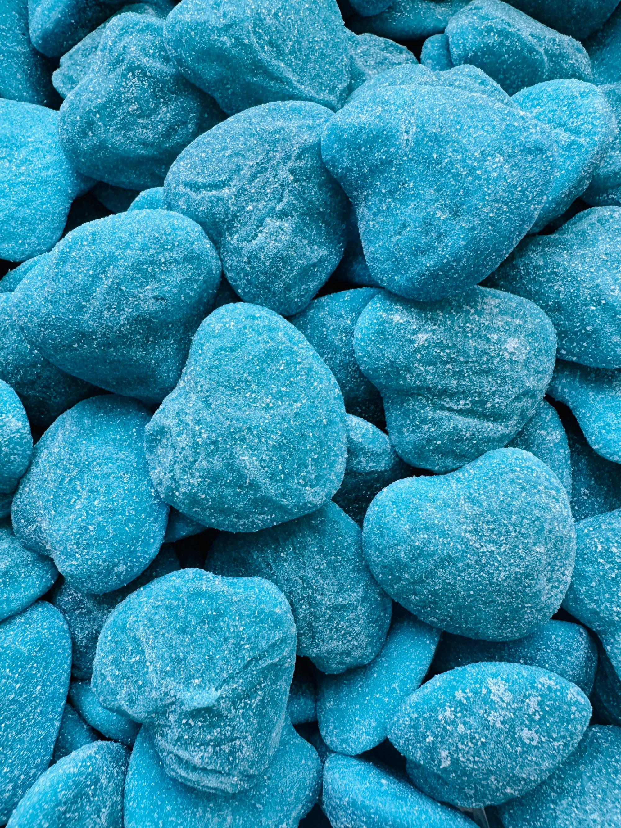 Sour Blue Raspberry Filled Hearts